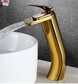 deck mounted bathroom waterfall faucet single handle brass Single hole hot and cold water basin mixer tap | Обустройство дома