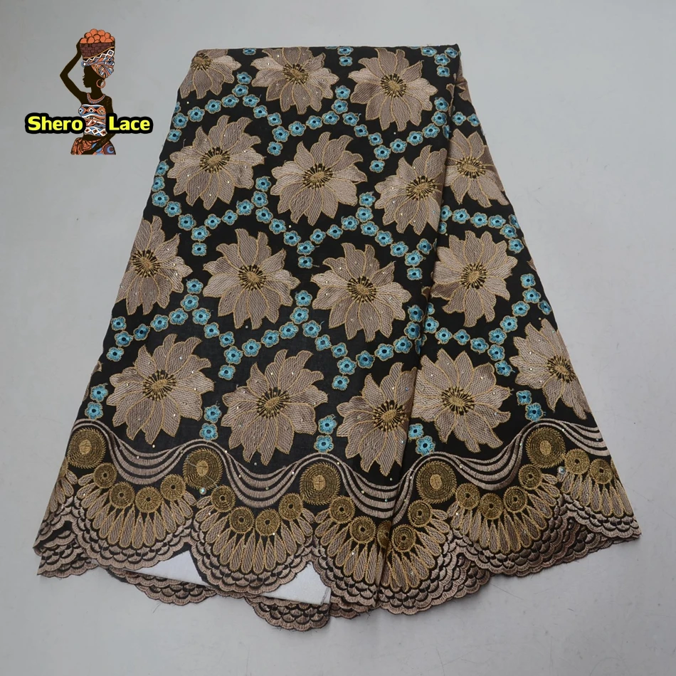 Синяя африканская сухая кружевная ткань швейцарская вуаль с камнями хлопковое
