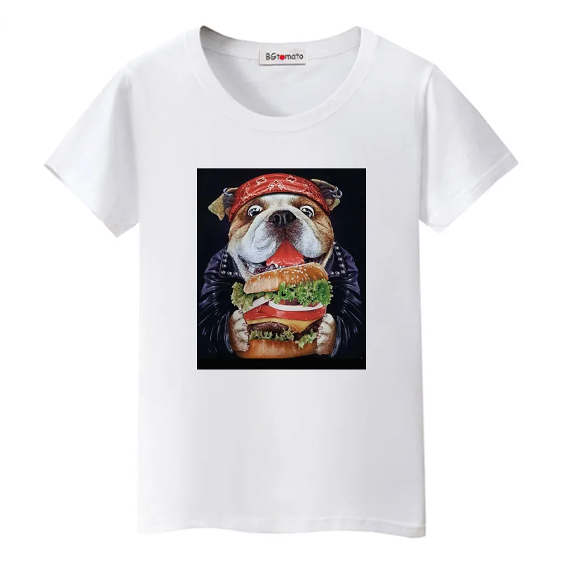 

BGtomato Big dog tshirt hamburger t shirt women fuuny tops summer cool clothes harajuku shirt kawaii streetwear friends t-shirt