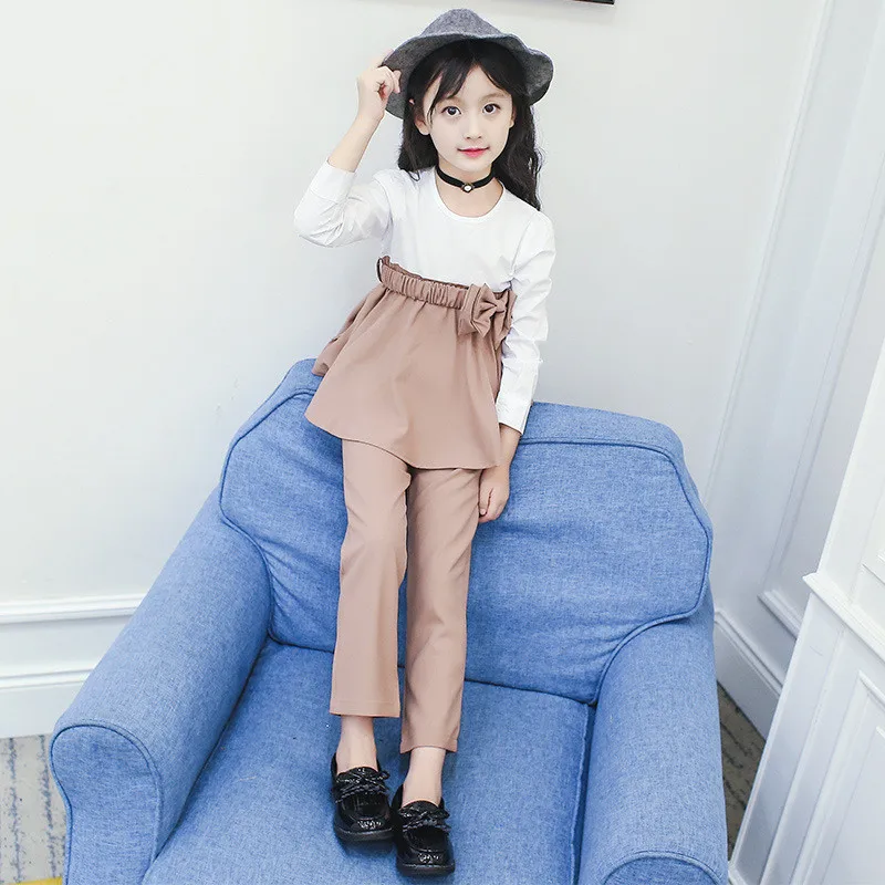 JIOROMY/комплекты одежды для больших девочек осень 2019 корейский галстук бабочка