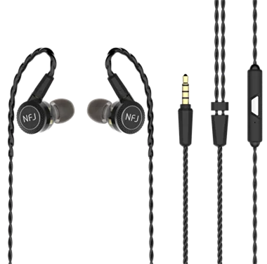 Black with mic NFJ N300 PRO 3 привод в ухо наушник съемный отсоединения MMCX кабель DJ HIFI монитор с микрофоном наушники тяжелый бас - Цвет: Black with mic