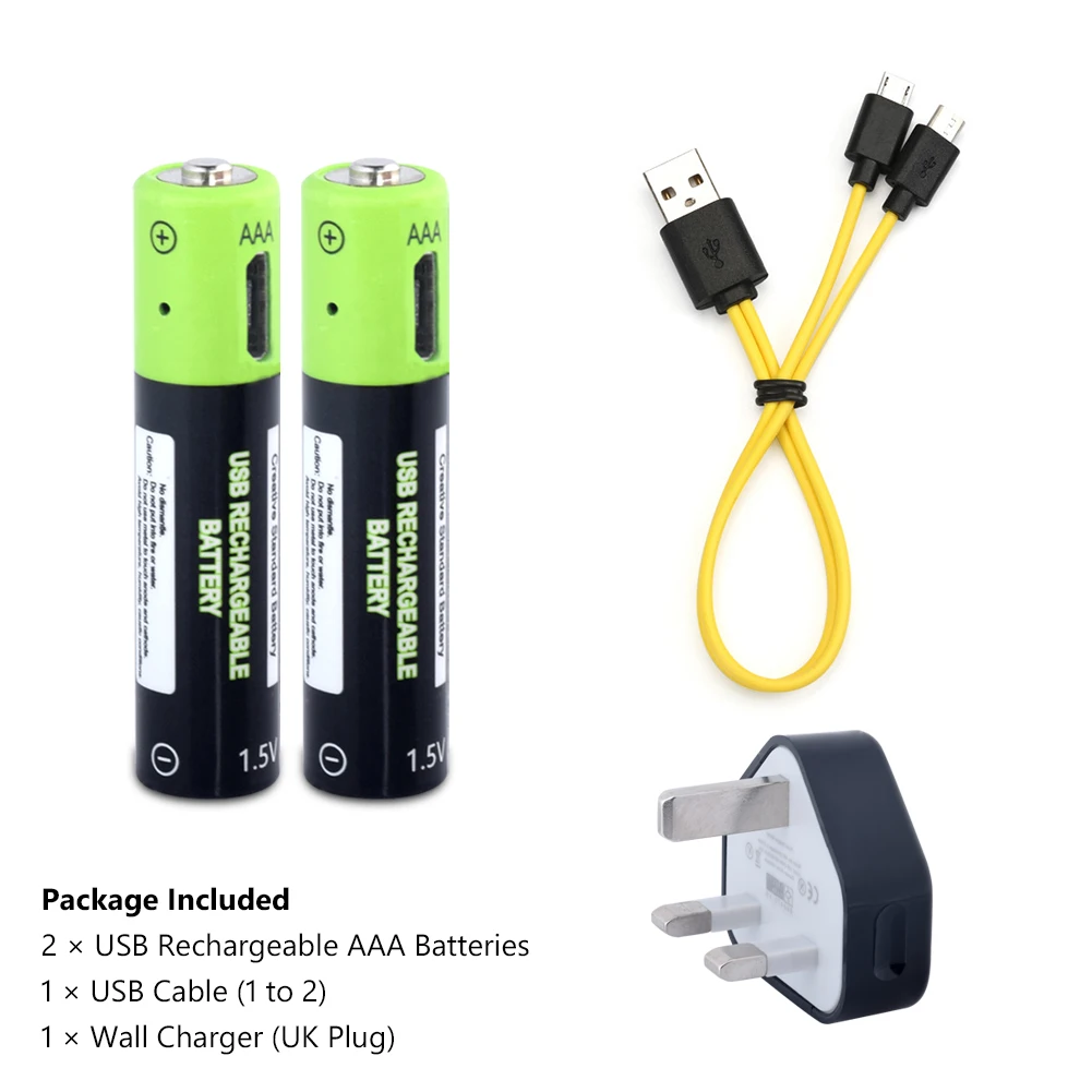 2 шт., 1,5 в, 400 мА/ч, литиевые AAA батареи, USB зарядка, 400 мА/ч, 3 А, Aaa, литий-полимерные литий-ионные аккумуляторы с автомобильным зарядным устройством, USB кабель - Цвет: 2AAA USB UK charger