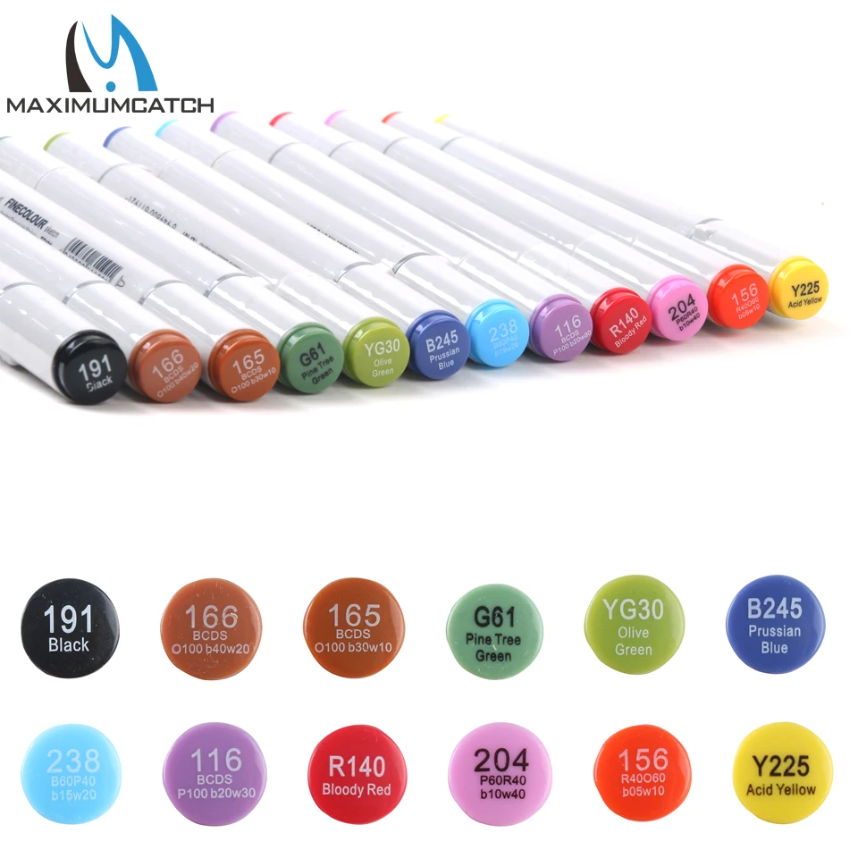 Водонепроницаемый маркер для вязания мушек Maximumcatch 12 цветов двусторонний