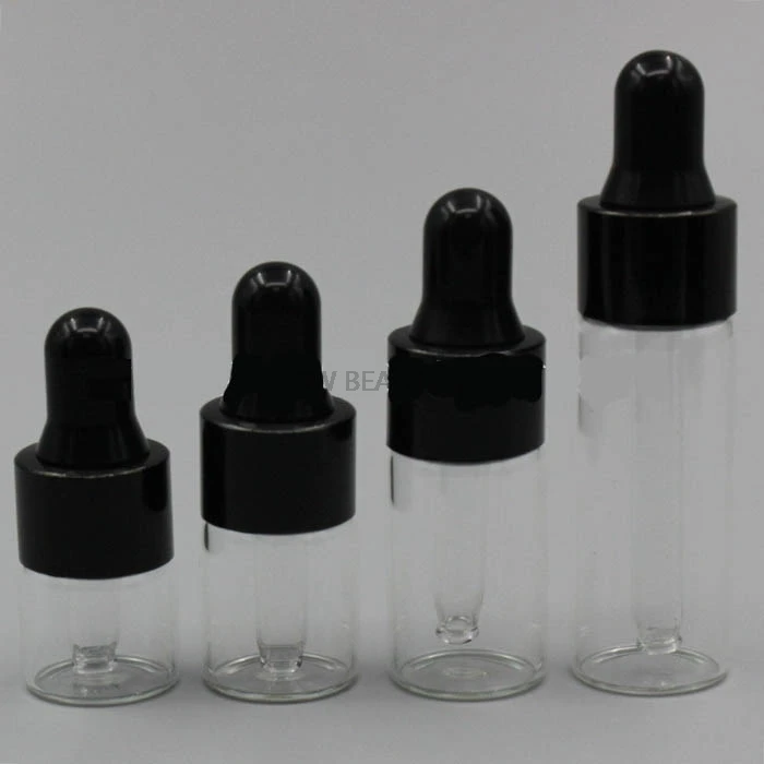 

1ML 2ML 3ML 5ML Refillable Pipette Drop Bottles Small Cobalt clear Sample Glass Eye Dropper Essential