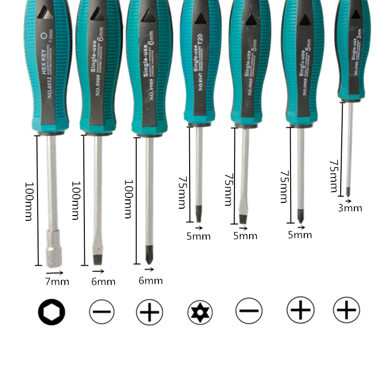 PENGGONG 7 шт. набор крестообразных отверток Phillips/Hex flex bits отвертка шлицевая Магнитная