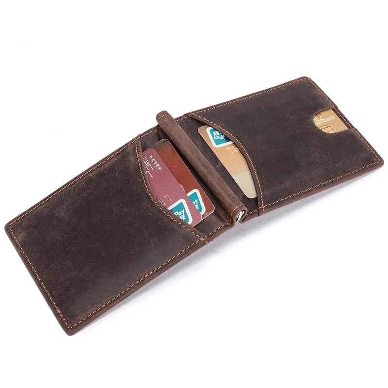 Мужской тонкий кошелек с передним карманом минималистичный из натуральной кожи