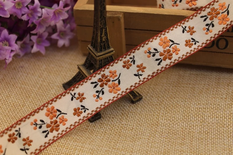 

10 yards/lot 2.3cm Woven Jacquard Ribbon Flower Craft Cotton