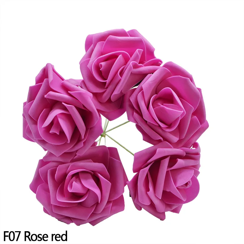 Rose red 8 см искусственные из ПЭ-пены розы Свадебный букет невесты DIY скрапбук домашнее свадебное украшение большие поддельные розы вечерние принадлежности - Color: Rose red