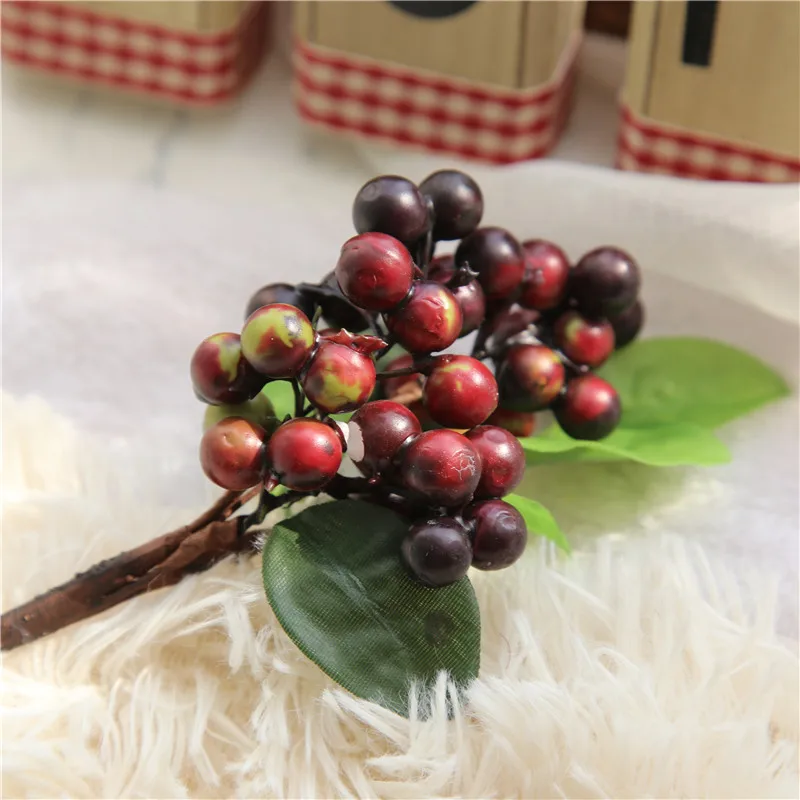 

10PCS Artificial Flower Christmas Berries Bean Paste Beans for Wedding DIY Christmas Silk Flower Home Decoration Fake Flower
