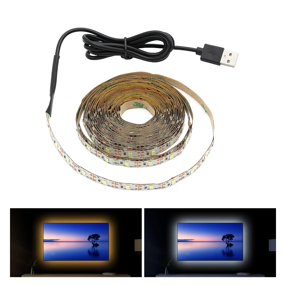 USB светодиодные полосы света лампы 5v 2835 SMD 3M 4M 5M 2M 1M теплый белый холодный полоса