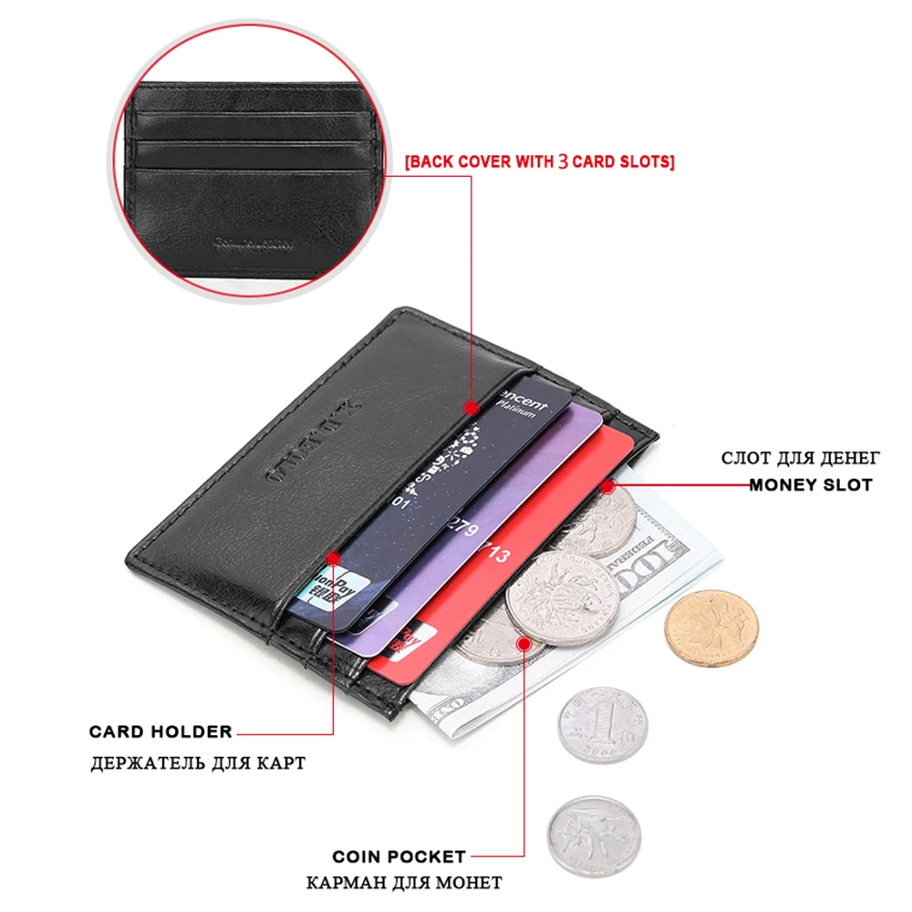 X. D. BOLO Rfid Тонкий кошелек, кредитная карта, мужские кошельки, мини натуральная кожа, держатель для карт, Женский кошелек, передний карман, кошелек