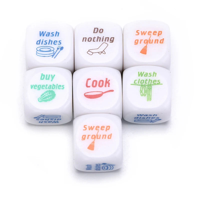 

7pcs/Set White Color Fun Dices Romance Dice Lover Couple Games Funny Flirting Toy For Adult Couples Housework Dice