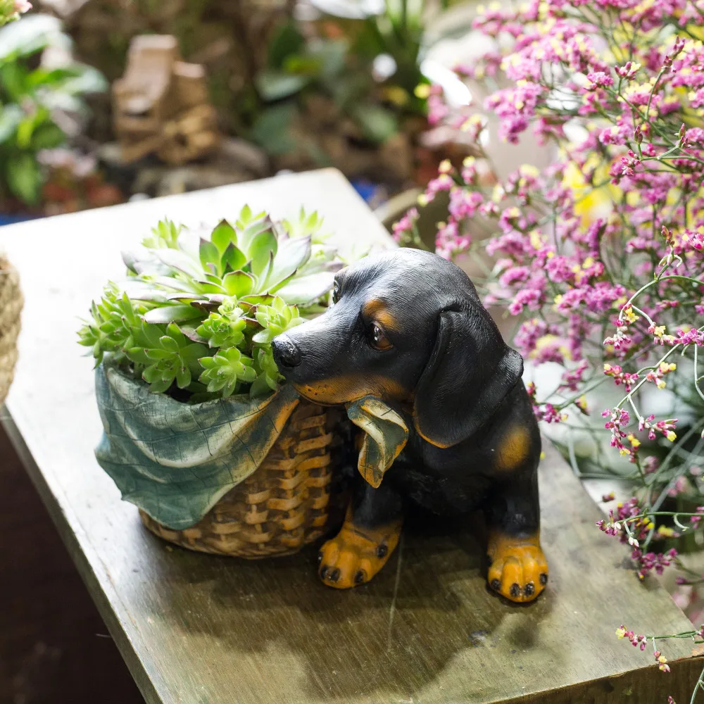 Милый мультяшный цветочный горшок из смолы овчарка каваи в форме собаки сочные
