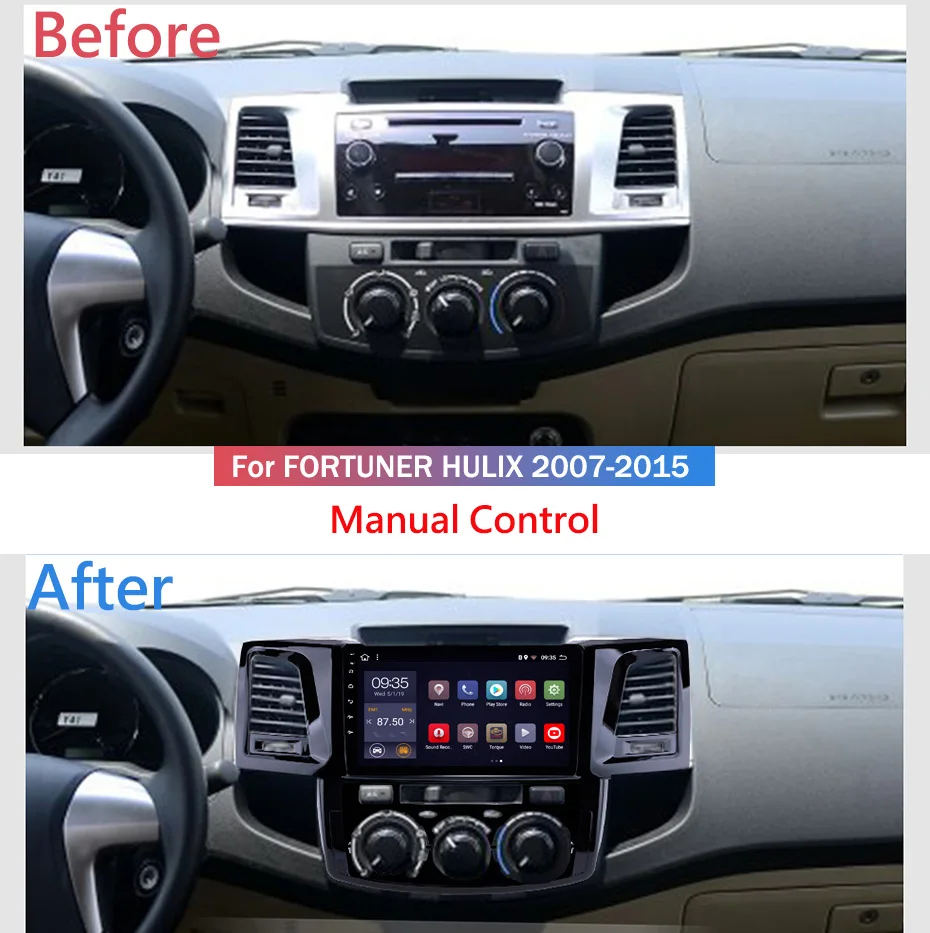 9 inch 2.5D IPS HD multi-touch screen Android8.1 2G RAM 32G ROM NAVI with BT USB WIFI SWC for Toyota fortuner hulix 2007-2015 MC |