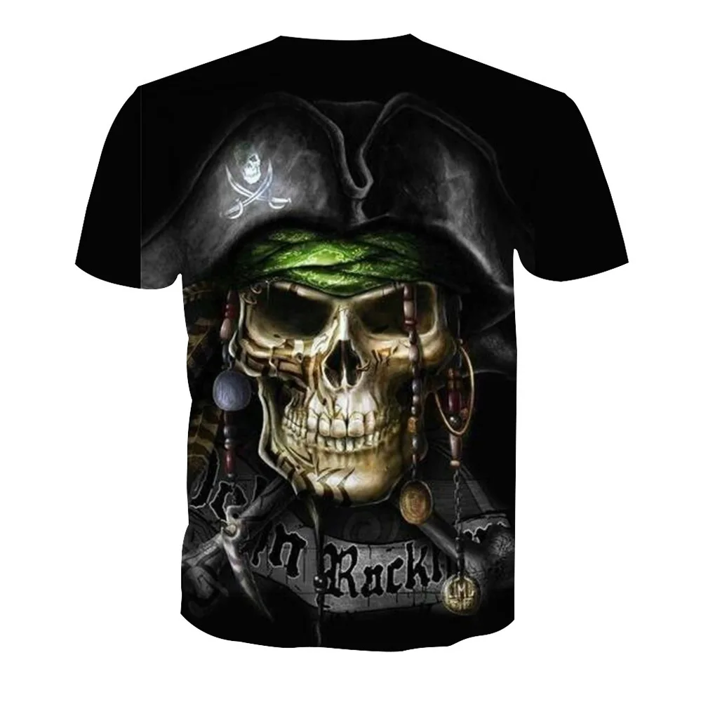 Мужская футболка с 3D принтом черепа новинка 2018 года короткими рукавами мужская