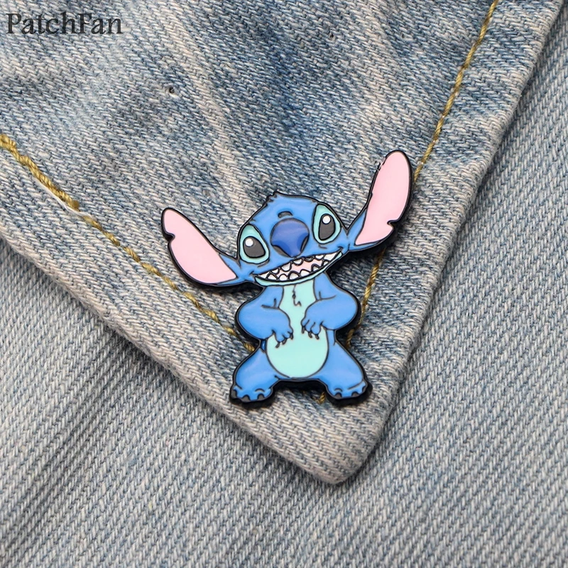 Patchfan ститч цинк галстук мультфильм забавные булавки броши для рюкзака, одежды для мужчин женщин шляпа декоративные значки медали A1654