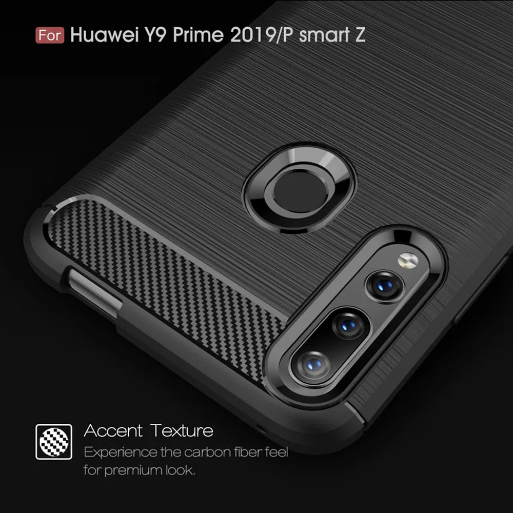 Противоударный чехол для Huawei P Smart Z бампер из углеродного волокна Y9 Prime 2019 мягкие