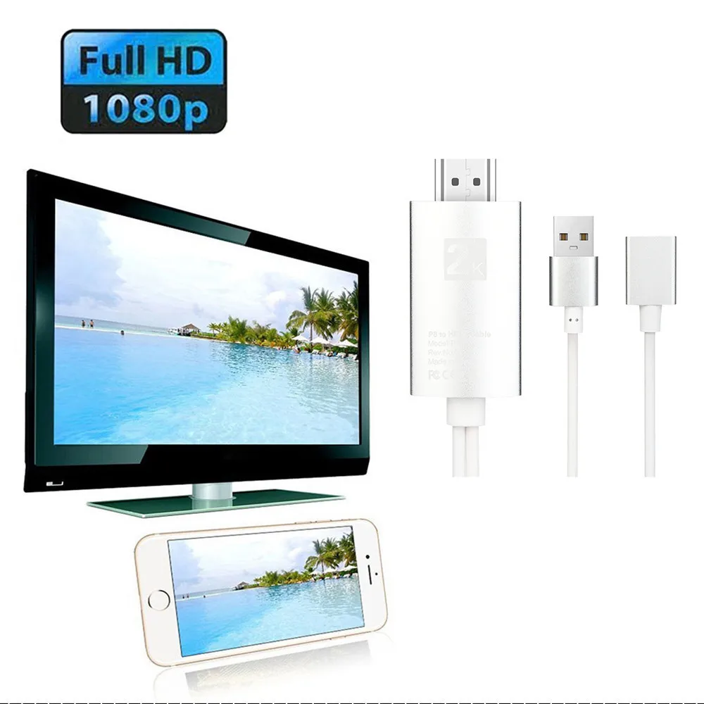 2K 1080P iOS зеркало для экрана телефона подключение к ТВ AV адаптер HDMI видео кабель