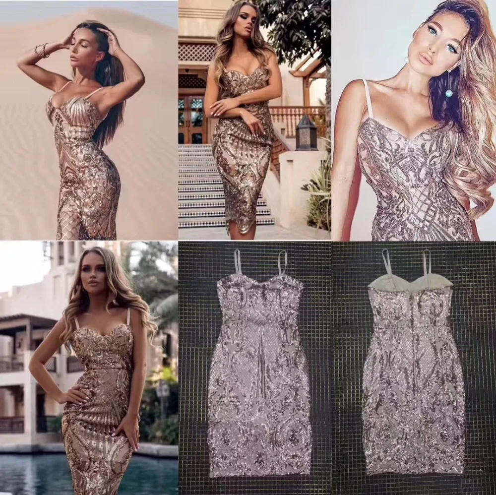 Новый летний Для женщин Bodycon платье Vestidos Verano 2018 Спагетти ремень с блестками