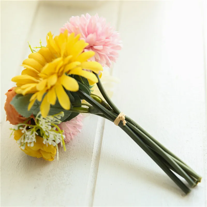 Новые искусственные цветы герберы 1 букет шелковых цветов ручной вязки для