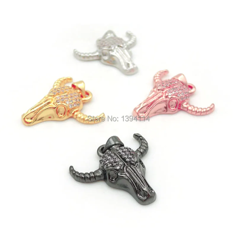 22*22*5 мм микро-паве прозрачный CZ подвеска с бычьей головой подходит для женщин в