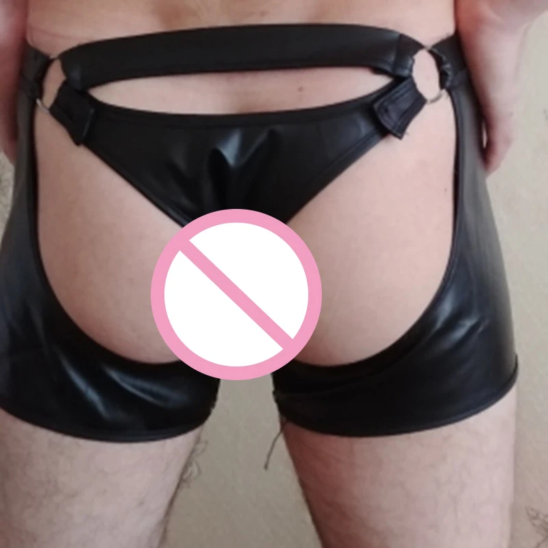 Панковские готические сексуальные шорты из ПВХ мужские черные Wetlook трусики