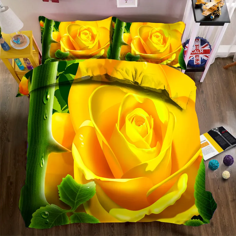 3D Lily Luxury Bedding set winter Double King Queen size Bedsheet Duvet cover Pillowcases | Дом и сад