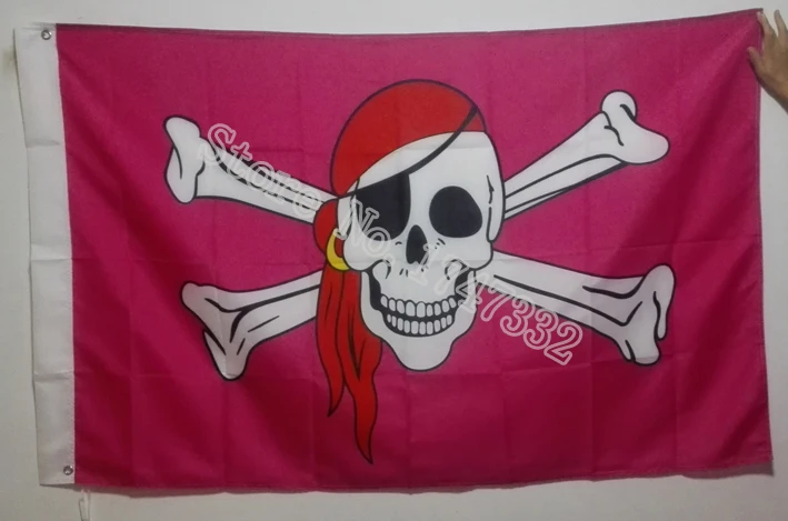 Розовый флаг пиратского черепа и Креста Лидер продаж товары 3x5 футов 150x90 см