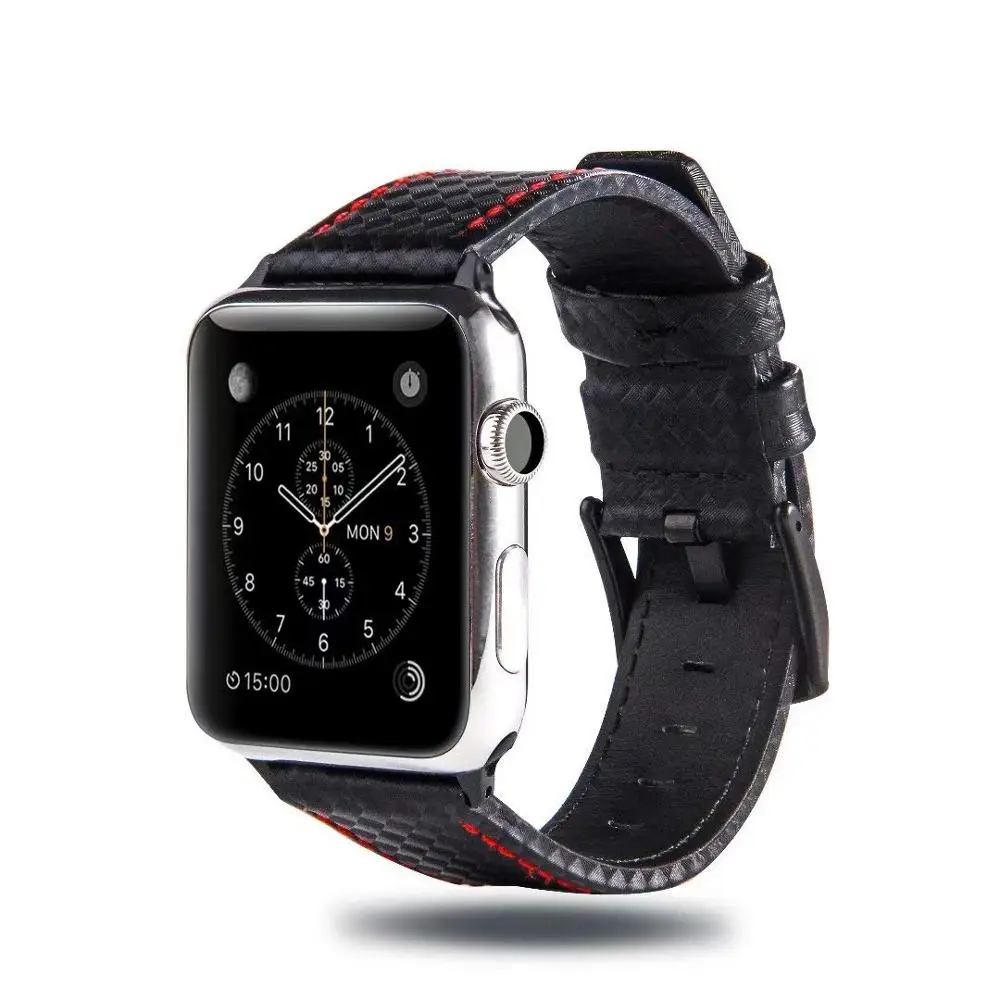 Ремешок из углеродного волокна для Apple watch band 44 мм 40 роскошный кожаный браслет iWatch