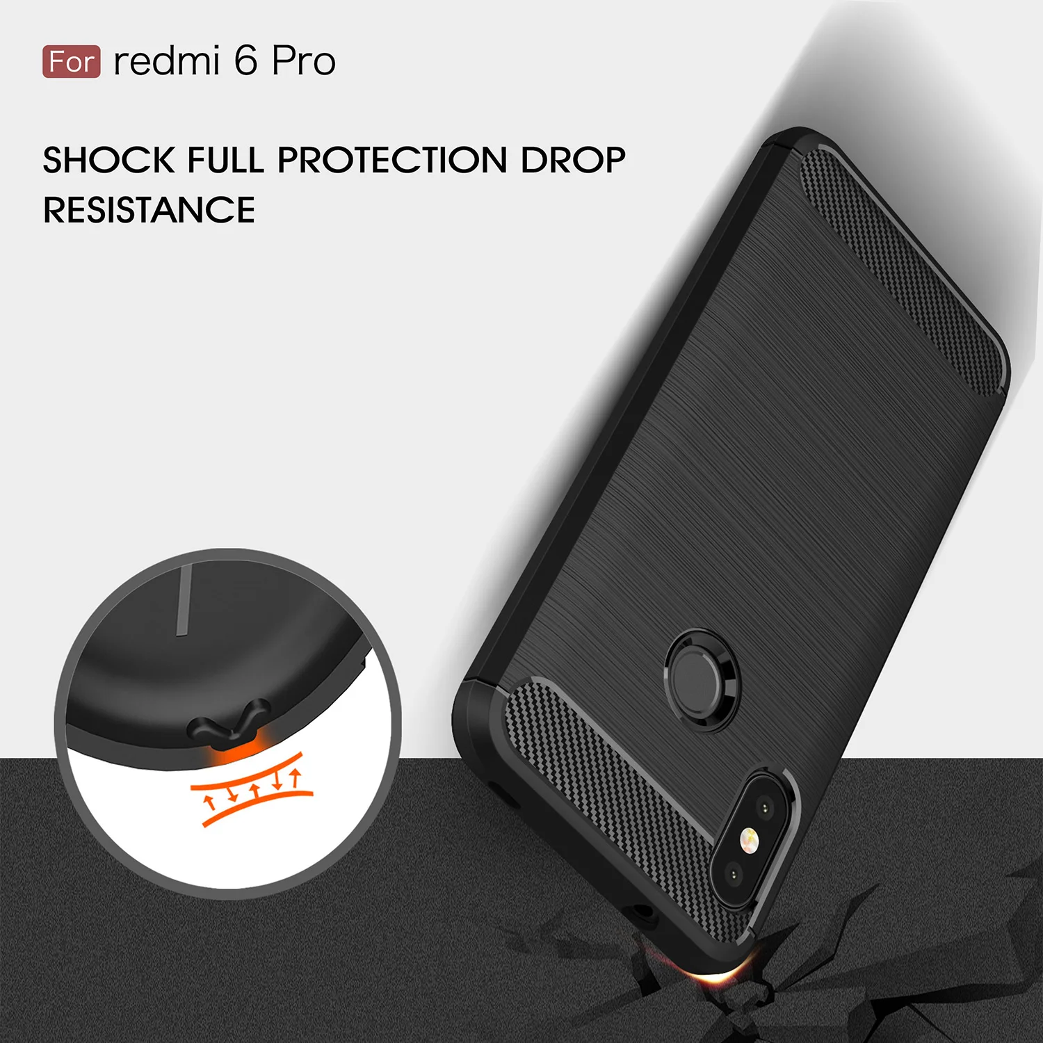 Чехол из углеродного волокна Wolfsay для Xiaomi Redmi 6 Pro мягкий силиконовый чехол