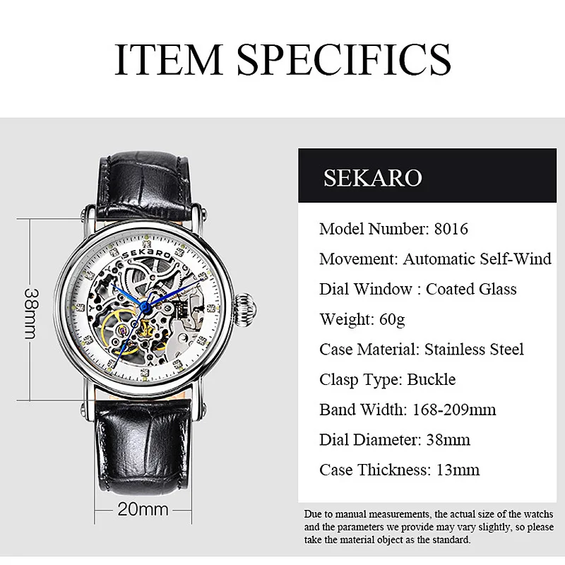 SEKARO Brand Women Mechanical Watches Diamond Ladies Design Women's Wristwatches Leather Fashion Skeleton Dial Gift Montre Femme |