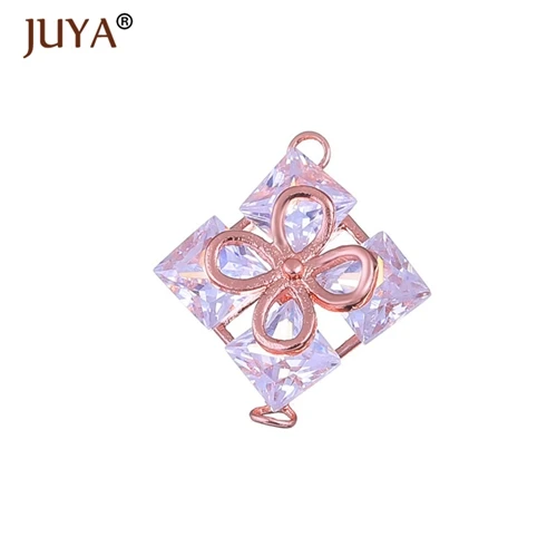 rose gold Фурнитура для бижутерии, кристалл цветок коннектор, для производства серег, браслетов, колье,фурнитура для сережек - Цвет: rose gold