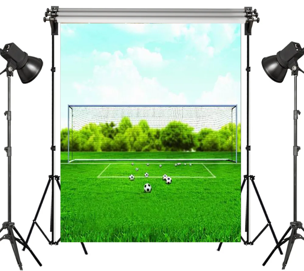 Фон из полиэстера для фотосъемки с изображением футбольного поля зеленой
