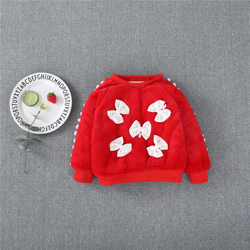 Детская зимняя верхняя одежда для маленьких девочек Вельветовая с бантом и