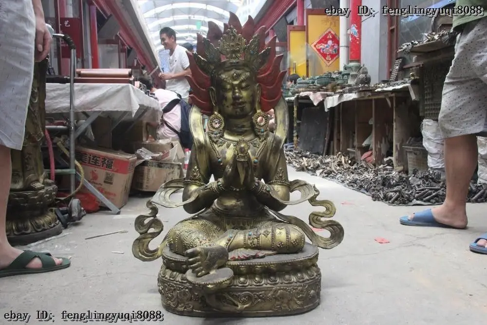 Медная бронзовая инкрустация бирюзовый красный драгоценный камень гуаньин