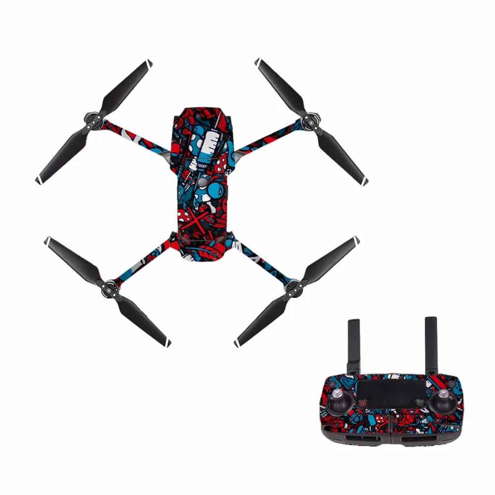 [M0036] мультфильм Граффити Для DJI Mavic Pro Наклейка кожи Стикеры корпус дрона+ пульт дистанционного управления+ 3 батареи Защитная пленка крышка