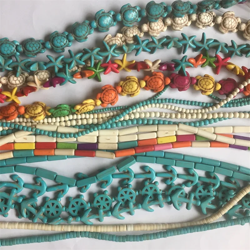 Несколько стилей Морская звезда черепаха Howlite квадратная круглая трубка