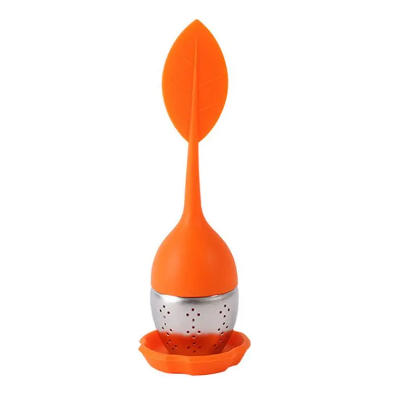 orange 1 шт. многоразовый чайный настойник из нержавеющей стали сито-заварник силиконовый клубничный чайный лист сито для приправ аксессуары для чайника - Цвет: orange