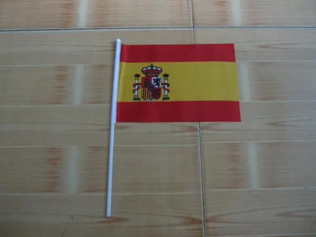 Бесплатная доставка в Испанию ручные флаги машущий флаг 14*21 см с веселым|flag