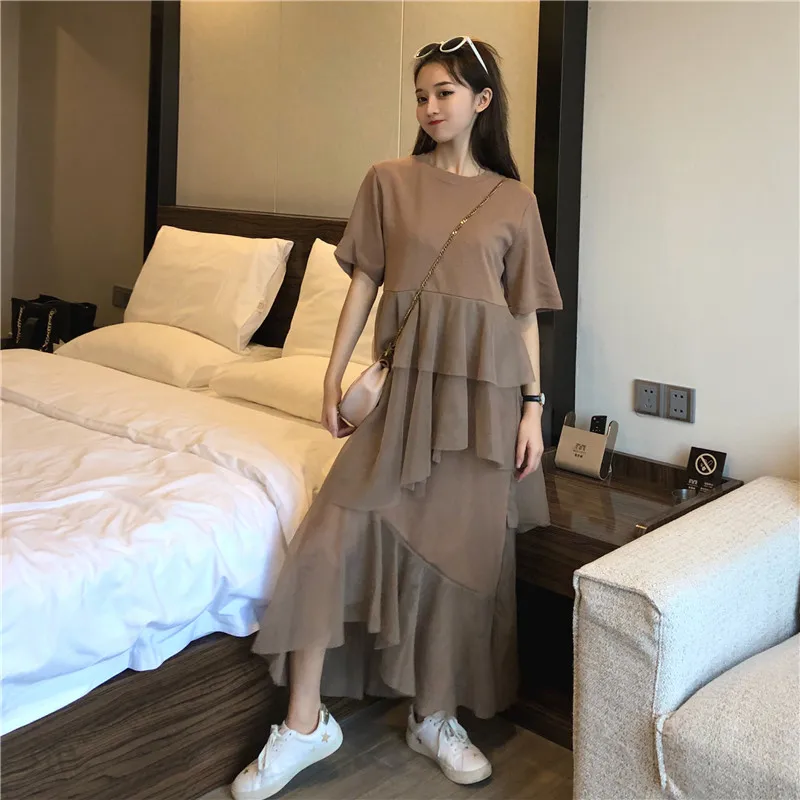 Женское пляжное платье туника Элегантное повседневное летнее с круглым вырезом