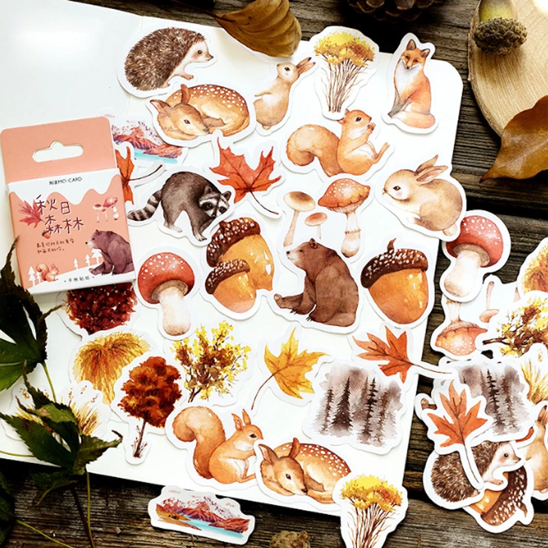 

45 Pcs/box Autumn forest mini paper stickers DIY decoration diary photo album scrapbooking planner label sticker