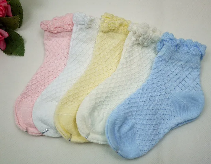 5 пар/партия носки для новорожденных, детей Для детей, на лето Cotton Candy Цвета носки с кружевной оборкой для маленьких мальчиков и девочек, толстые короткие носки для детей от 0 до 5 лет смесь цветов