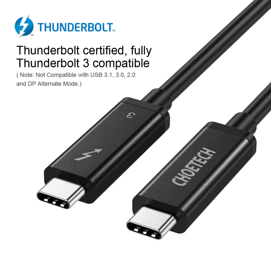 CHOETECH Thunderbolt 3 кабель 40 Гбит/с 100 Вт поддержка зарядки 5 к UHD дисплей 4 60 Гц usb type C HDMI