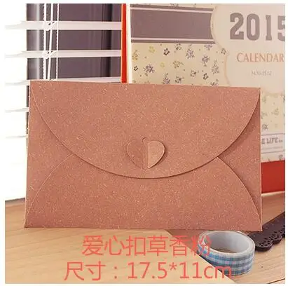 Special Pink 100 шт./лот 6,8x4," /17,5x11 см Зажим-сердце 250gsm бумажные конверты для приглашение на празднование свадьбы карты фотооткрытка подарки - Цвет: Special Pink