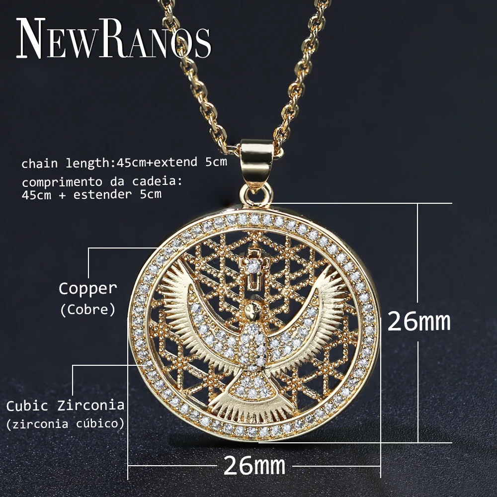 Винтажная круглая подвеска Nekclace Hawk Орел золото шампанского Круглый Кулон