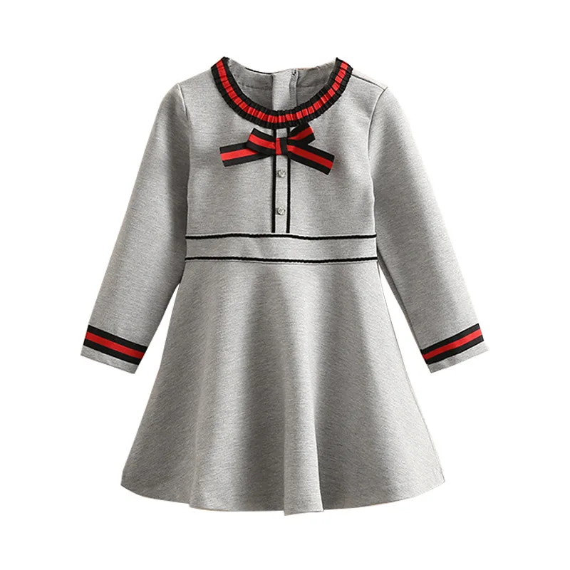 Детское платье с круглым вырезом Новинка осени 2022 детская одежда для девочек