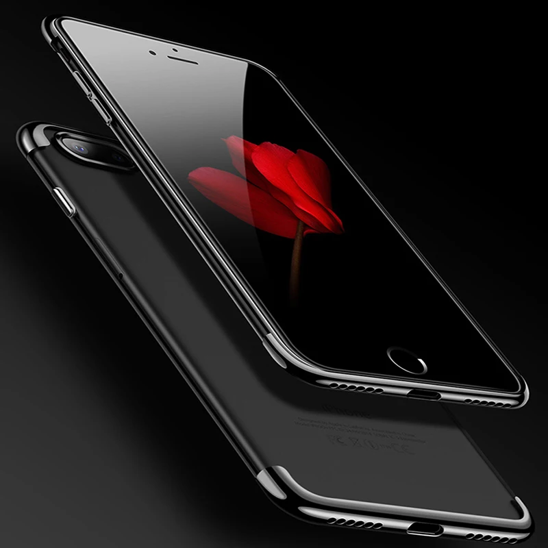 Ультра тонкий прозрачный силиконовый роскошный чехол для iPhone X Чехол 6 6S 8 7 Plus