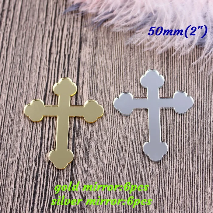 50 MM(2.0 In)12pcs 30 мм/50 мм крестик акриловые амулеты Золотые Зеркальные серебряные зеркальные кресты вечерние украшения лазерные Cutout-AC1556 - Цвет: 50 MM(2.0 In)12pcs