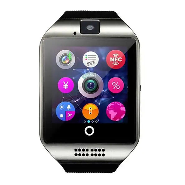 Серебристый 20 штук Bluetooth Смарт-часы Q18 Смарт-часы Relogios TF SIM Камера для IOS iPhone samsung huawei Xiaomi Android телефон - Цвет: Серебристый