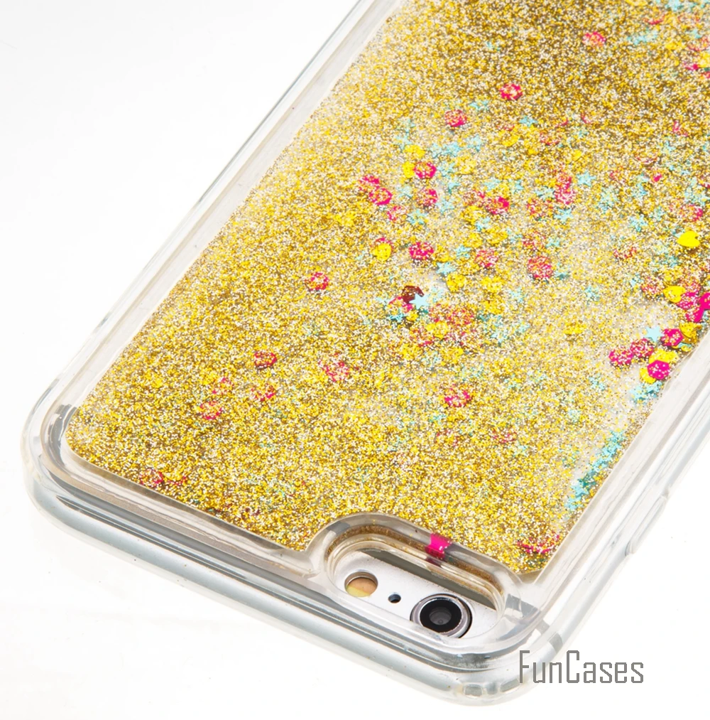 Coque Bling Love Heart Stars Мягкий ТПУ чехол для телефона iPhone 6 Plus Funda Quicksand сотовый Чехол 6S AJAX |